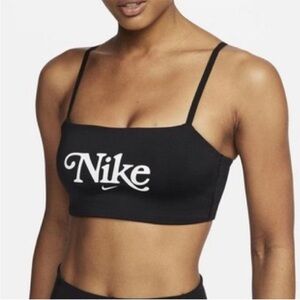 Nike Women's Black Sports Bra with White Logo